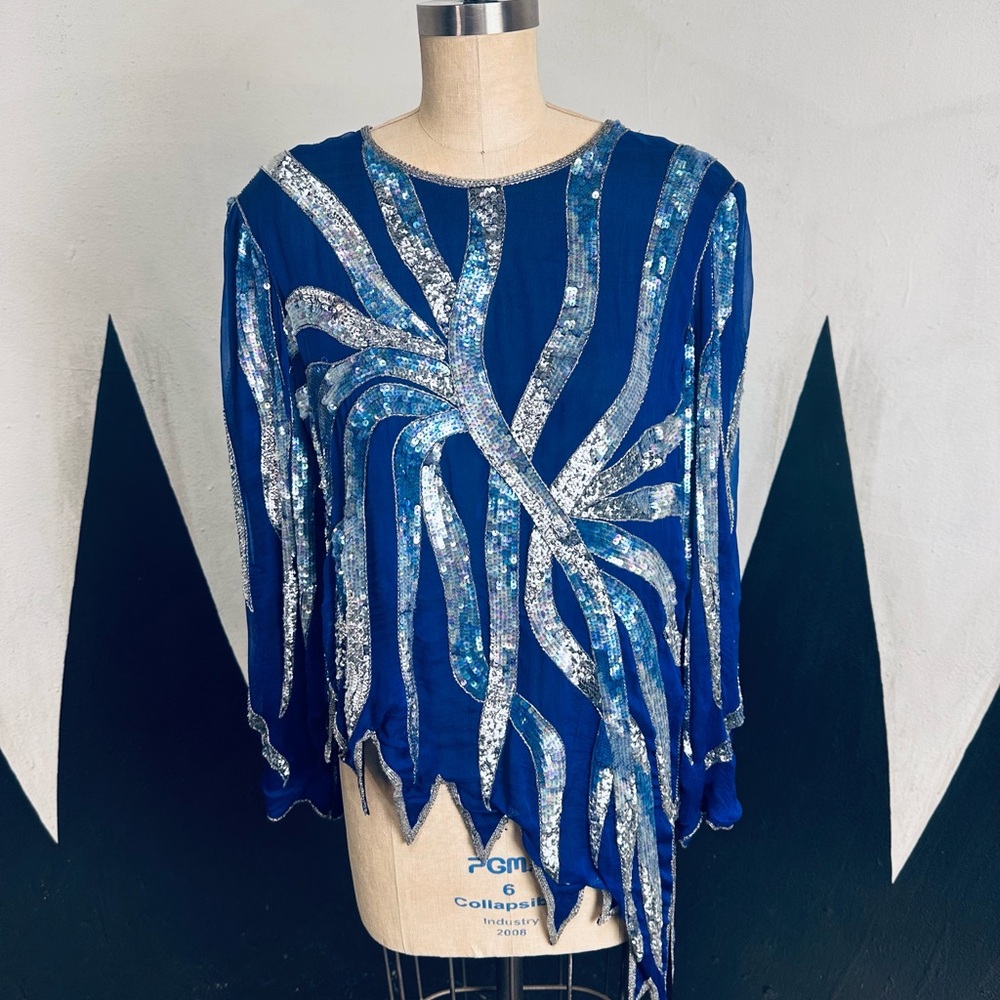 The Blue Flame Judith Ann Creations Vintage 100% Silk Top